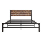 Cama de Plataforma Queen Size com Cabeceira de Madeira Rústica Vintage