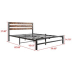 Cama de Plataforma Queen Size com Cabeceira de Madeira Rústica Vintage