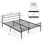 Estrutura de Cama de Plataforma em Metal com Cabeceira Decorativa em Coração