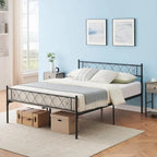 Estrutura de Cama de Plataforma em Metal com Cabeceira Decorativa em Coração