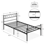 Estrutura de Cama de Plataforma em Metal com Cabeceira Decorativa em Coração
