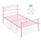 Estrutura de Cama de Plataforma em Metal com Cabeceira Decorativa em Coração