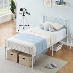 Estrutura de Cama de Plataforma em Metal com Cabeceira Decorativa em Coração
