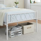 Estrutura de Cama de Plataforma em Metal com Cabeceira Decorativa em Coração