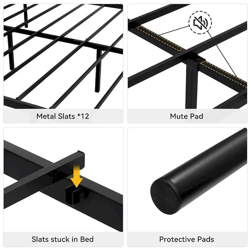 Platform Bed Frame with Iron-Art Sweet Heart