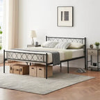 Estrutura de Cama de Plataforma em Metal com Cabeceira Decorativa em Coração