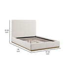 Cama Estofada King Size com Painel e Base Dourada Cor Marfim