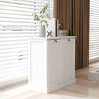 Armário com Cesto de Roupa Suja Inclinável de Duas Secções Branco