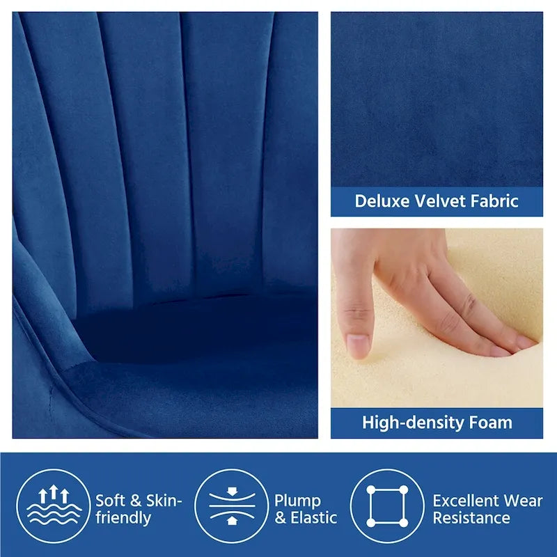 Yaheetech Modern Pleated Curved Back Velvet Accent Chair Modern Armchair for Living Room