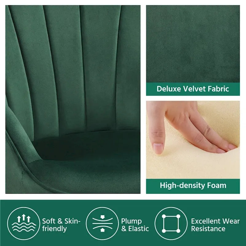 Yaheetech Modern Pleated Curved Back Velvet Accent Chair Modern Armchair for Living Room