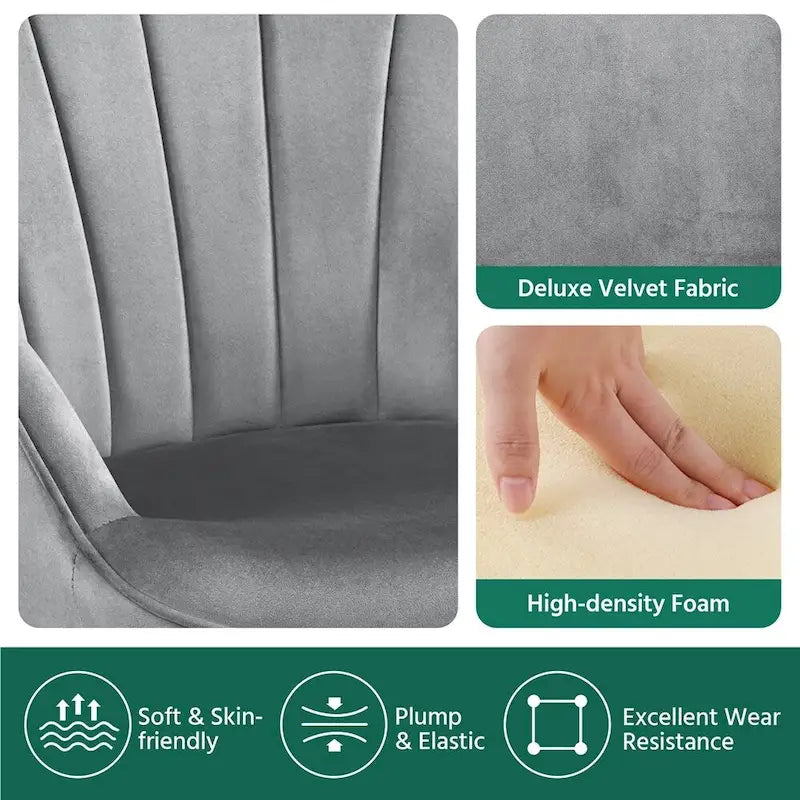 Yaheetech Modern Pleated Curved Back Velvet Accent Chair Modern Armchair for Living Room