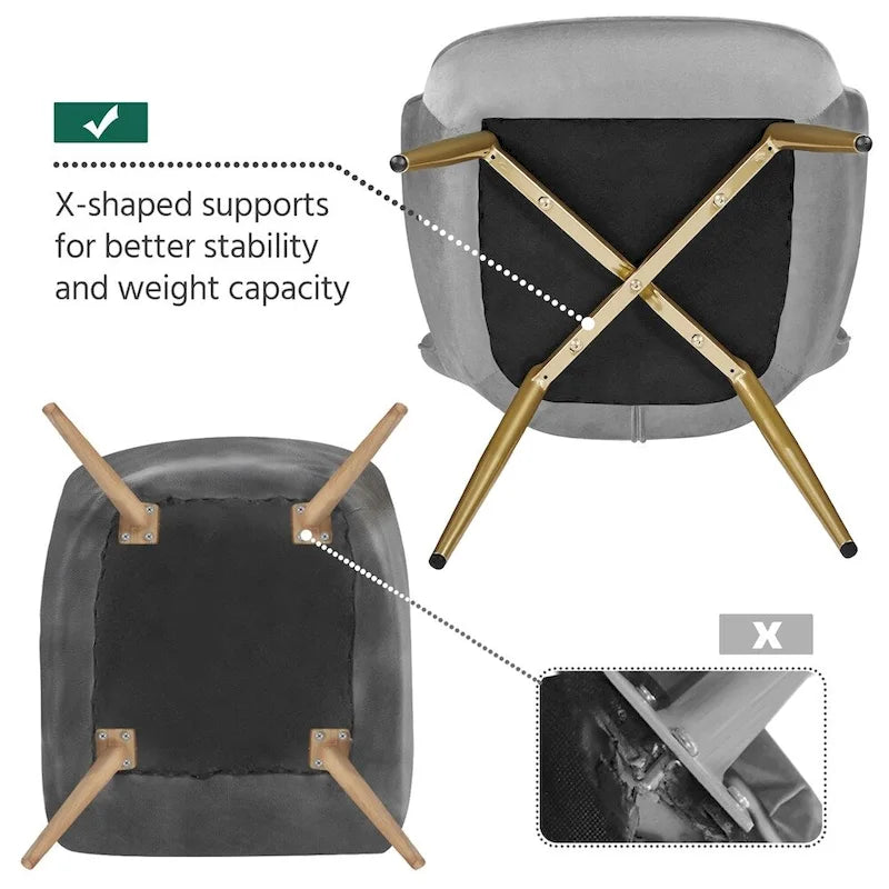 Yaheetech Modern Pleated Curved Back Velvet Accent Chair Modern Armchair for Living Room