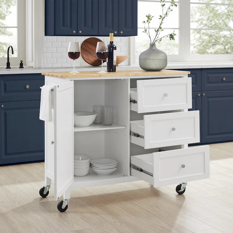 Wood Top Kitchen Island/Cart - 18d x 42.13w x 37.5h