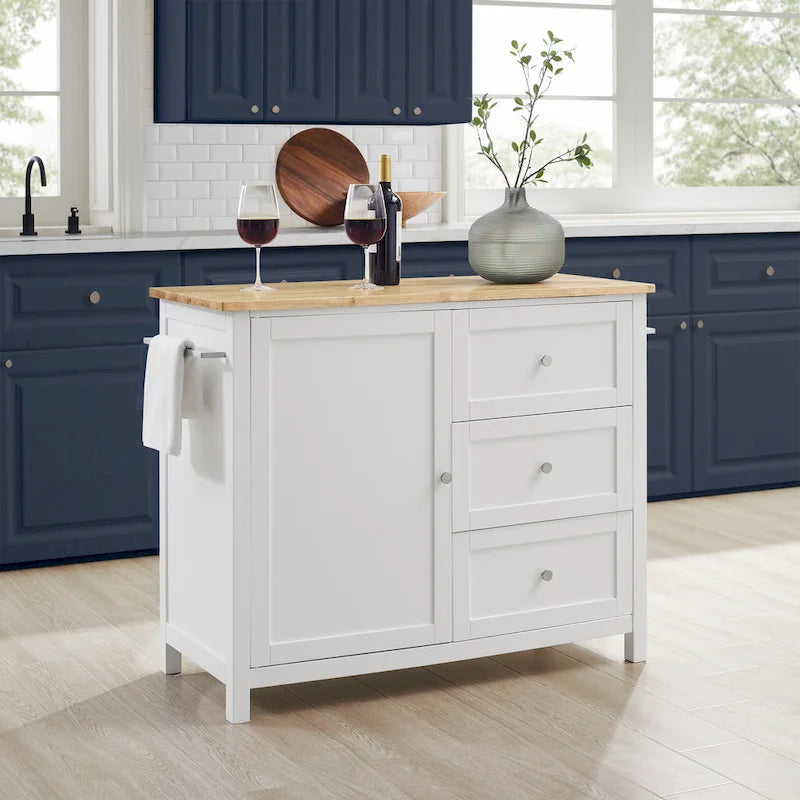 Wood Top Kitchen Island/Cart - 18d x 42.13w x 37.5h