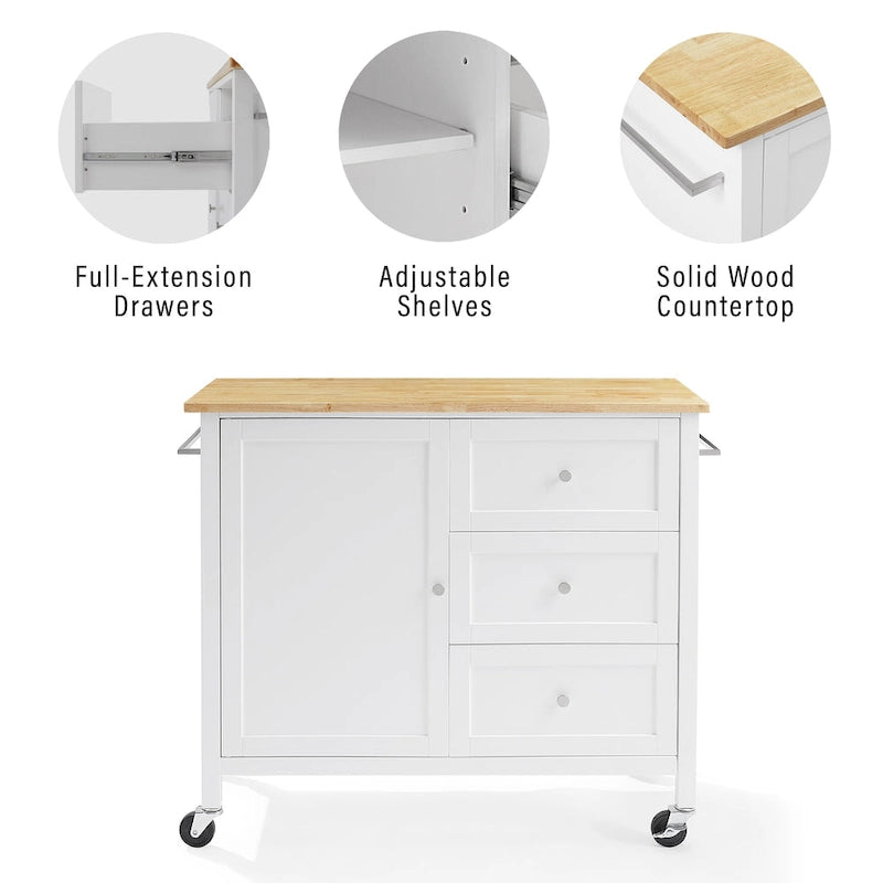 Wood Top Kitchen Island/Cart - 18d x 42.13w x 37.5h