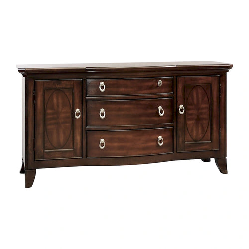 56 Inch 3 Drawer Buffet Console, Storage Cabinets, Adjustable Shelves