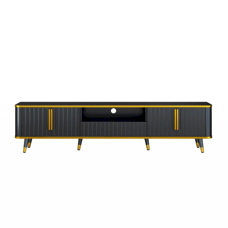 Luxury Minimalism TV Stand with Open Storage Shelf for TVs Up to 85, Entertainment Center with Cabinets and Drawers