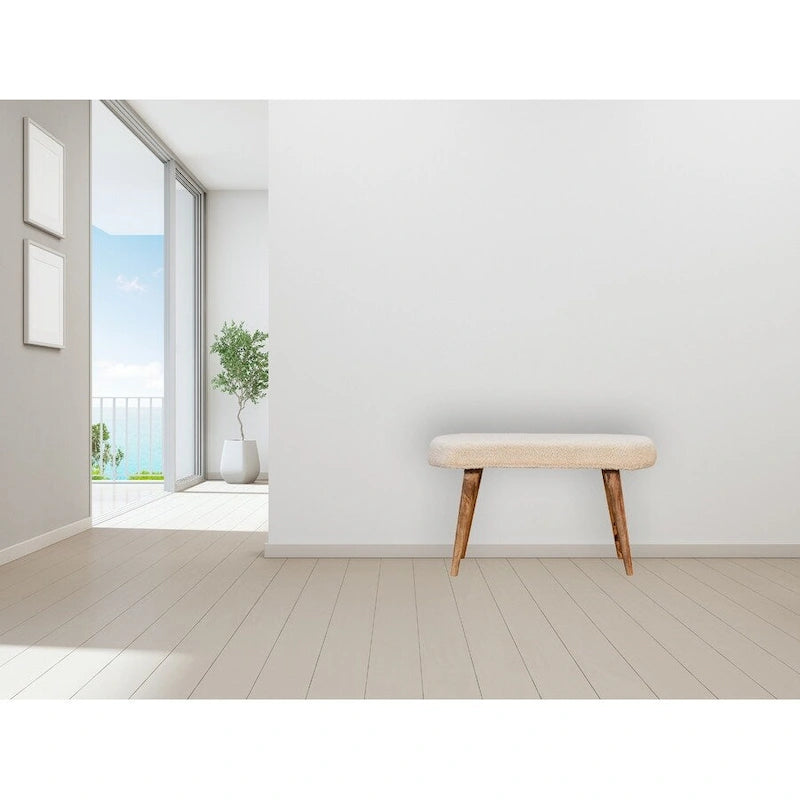 Cream Boucle Nordic Bench