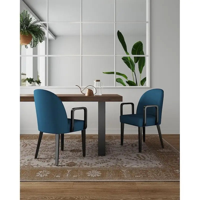 Modern Leatherette and Velvet Upholstered Dining Arm Chair