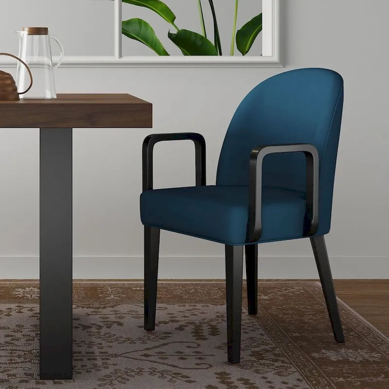 Modern Leatherette and Velvet Upholstered Dining Armchair