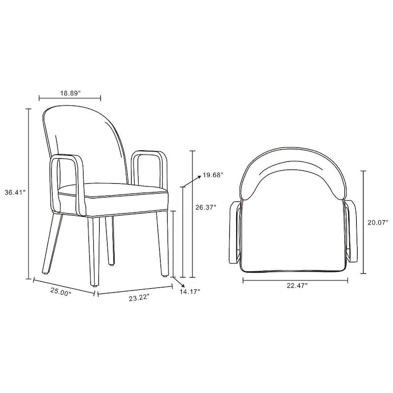 Modern Leatherette and Velvet Upholstered Dining Arm Chair