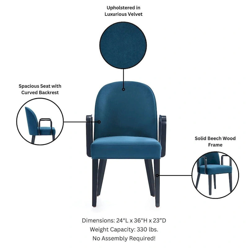 Modern Leatherette and Velvet Upholstered Dining Arm Chair