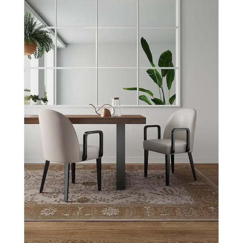 Modern Leatherette and Velvet Upholstered Dining Arm Chair
