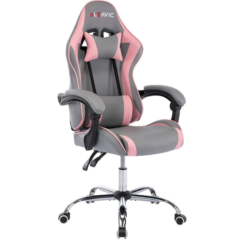 Racing Style PU Leather Gaming Chair with Headrest and Lumbar Massage Support