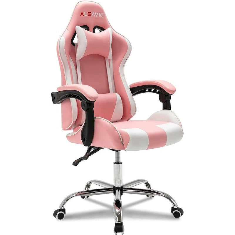 Racing Style PU Leather Gaming Chair with Headrest and Lumbar Massage Support