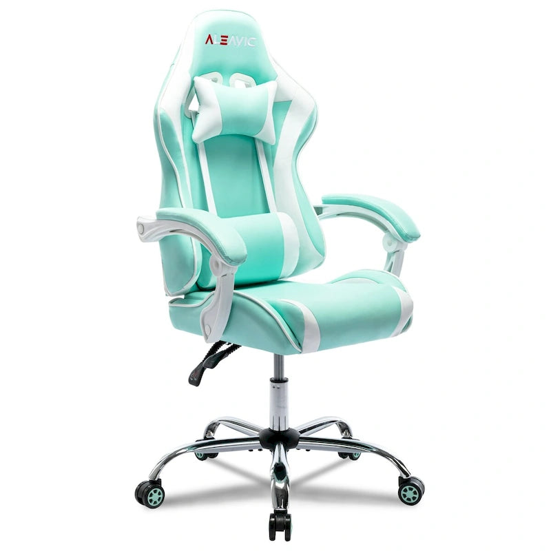 Racing Style PU Leather Gaming Chair with Headrest and Lumbar Massage Support