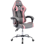 Cadeira de Gaming em Pele PU Estilo Racing com Apoio de Cabeça e Suporte Lombar com Massagem