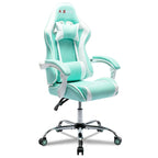 Cadeira de Gaming em Pele PU Estilo Racing com Apoio de Cabeça e Suporte Lombar com Massagem