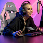 Cadeira de Gaming em Pele PU Estilo Racing com Apoio de Cabeça e Suporte Lombar com Massagem