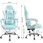 Cadeira de Gaming em Pele PU Estilo Racing com Apoio de Cabeça e Suporte Lombar com Massagem
