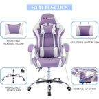 Cadeira de Gaming em Pele PU Estilo Racing com Apoio de Cabeça e Suporte Lombar com Massagem