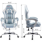 Cadeira de Gaming em Pele PU Estilo Racing com Apoio de Cabeça e Suporte Lombar com Massagem