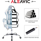 Cadeira de Gaming em Pele PU Estilo Racing com Apoio de Cabeça e Suporte Lombar com Massagem