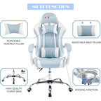 Cadeira de Gaming em Pele PU Estilo Racing com Apoio de Cabeça e Suporte Lombar com Massagem