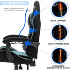 Cadeira de Gaming em Pele PU Estilo Racing com Apoio de Cabeça e Suporte Lombar com Massagem