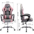 Cadeira de Gaming em Pele PU Estilo Racing com Apoio de Cabeça e Suporte Lombar com Massagem
