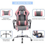 Cadeira de Gaming em Pele PU Estilo Racing com Apoio de Cabeça e Suporte Lombar com Massagem