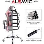 Cadeira de Gaming em Pele PU Estilo Racing com Apoio de Cabeça e Suporte Lombar com Massagem