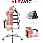 Cadeira de Gaming em Pele PU Estilo Racing com Apoio de Cabeça e Suporte Lombar com Massagem