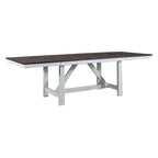 Mesa de Jantar de Cavaletes em Madeira e Branco Desgastado de Dois Tons Estilo Campestre