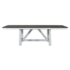 Mesa de Jantar de Cavaletes em Madeira e Branco Desgastado de Dois Tons Estilo Campestre