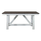 Mesa de Jantar de Cavaletes em Madeira e Branco Desgastado de Dois Tons Estilo Campestre
