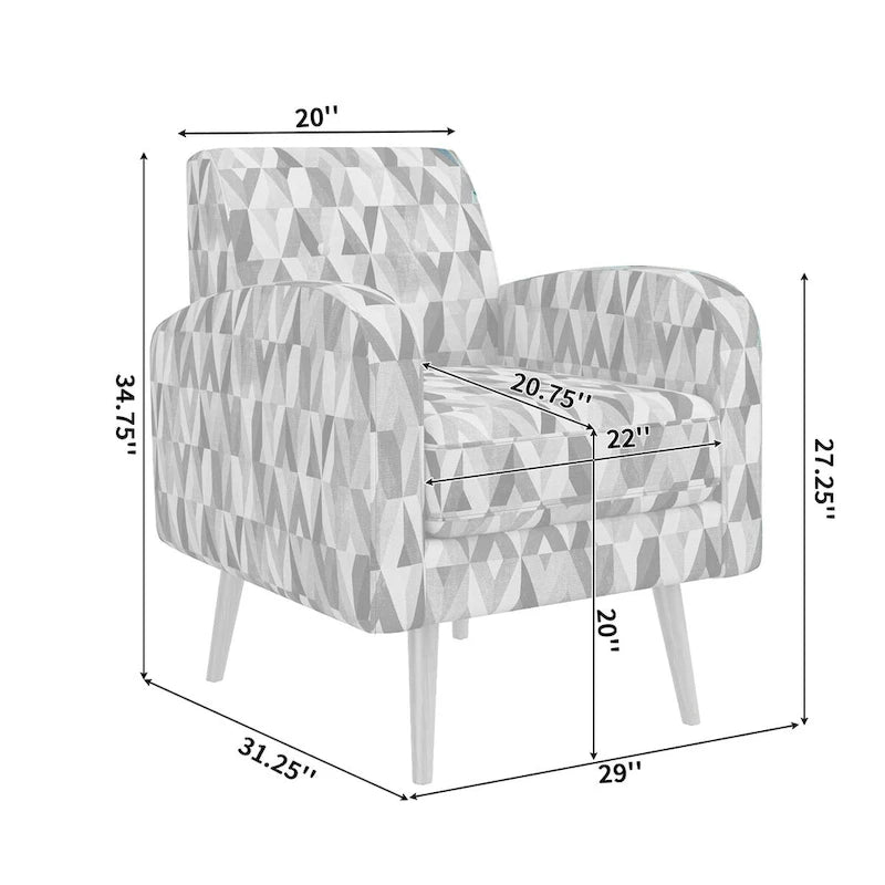Mid-Century Modern Small Space Accent Armchair