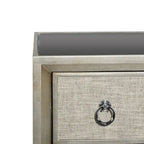 Beige 3-Drawer Chest with Mirrored Top and Ring Handles