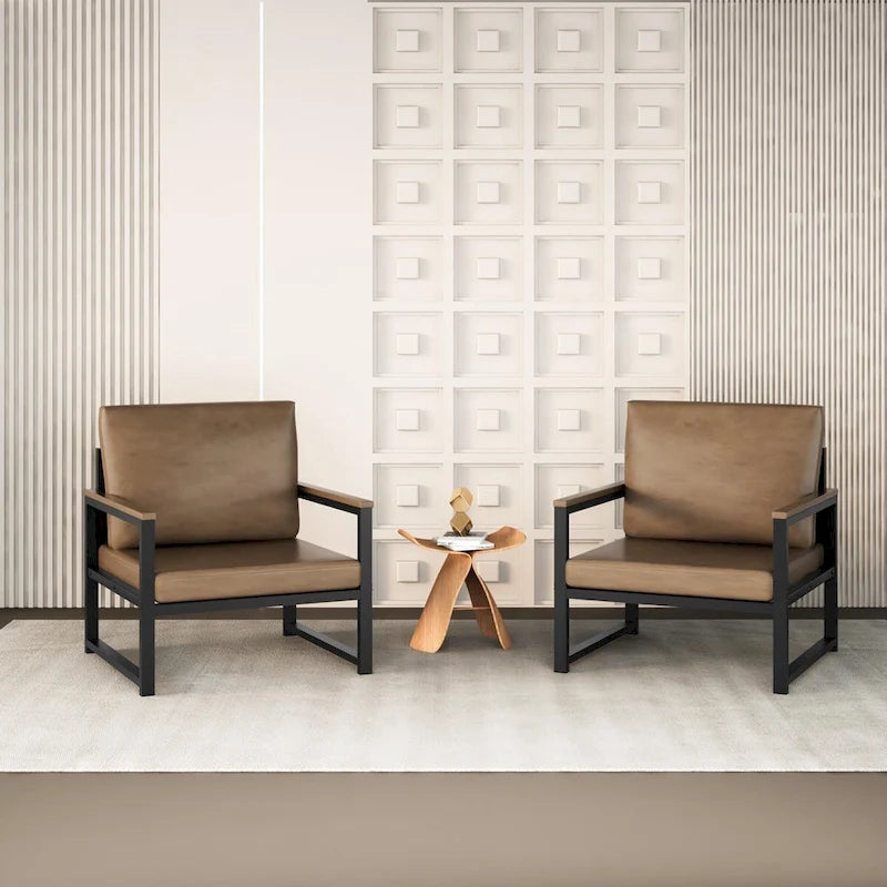 Single Lazy Boy Sofa Chair, Simple Modern Sofa Chair with Armrests for Living Room, Office, Bedroom, Beige/Khaki