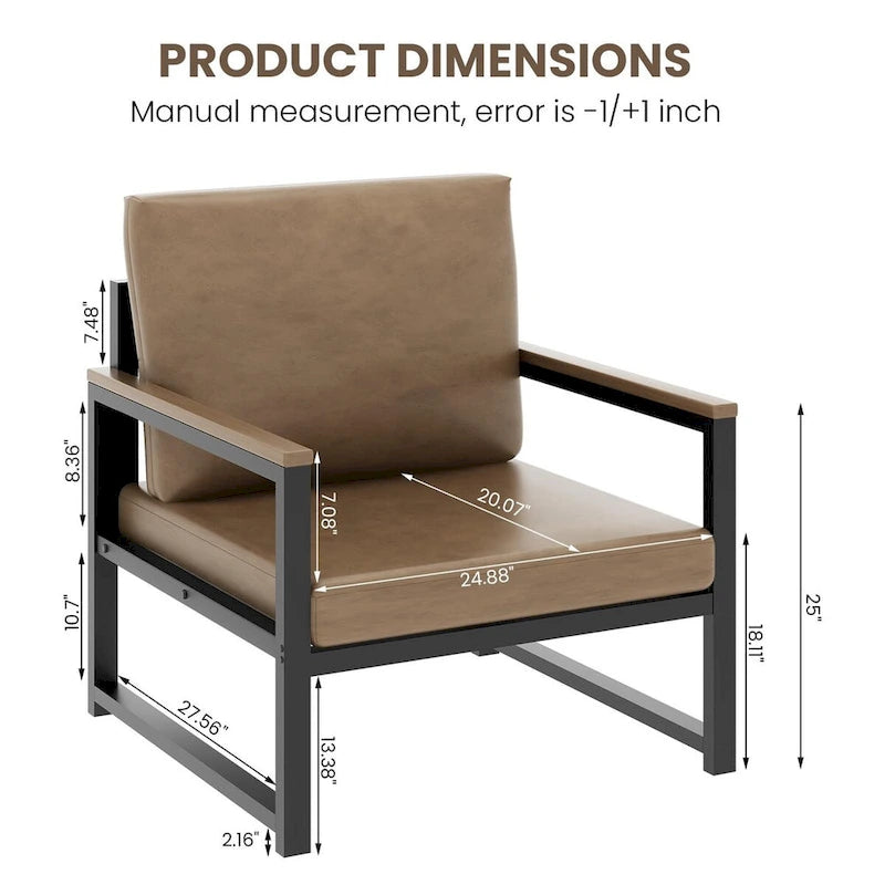 Single Lazy Boy Sofa Chair, Simple Modern Sofa Chair with Armrests for Living Room, Office, Bedroom, Beige/Khaki